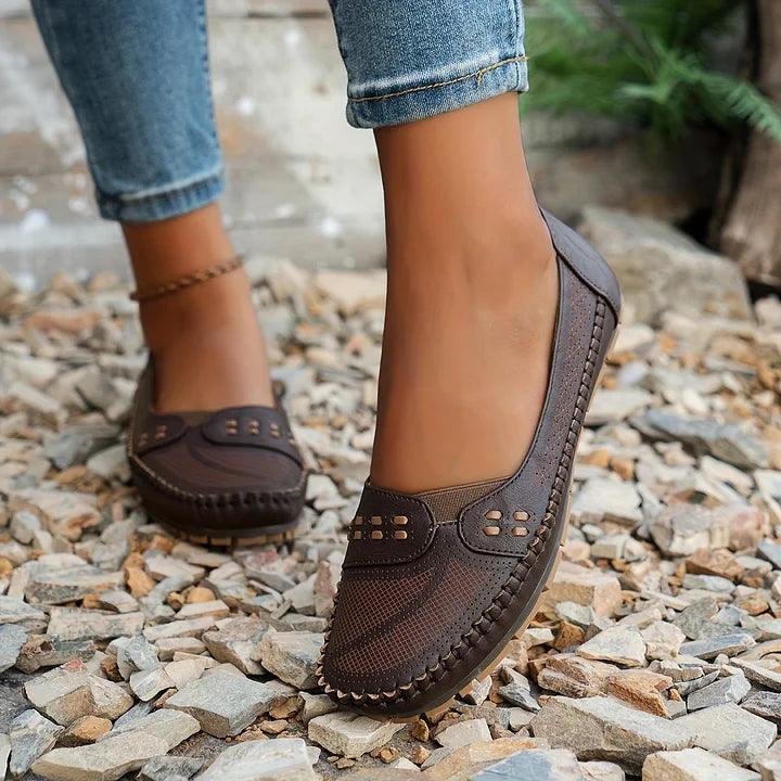 Slipper Damen Cutout | Flache Ballerinas Bequem | Sommerschuhe Ergonomisch Leicht