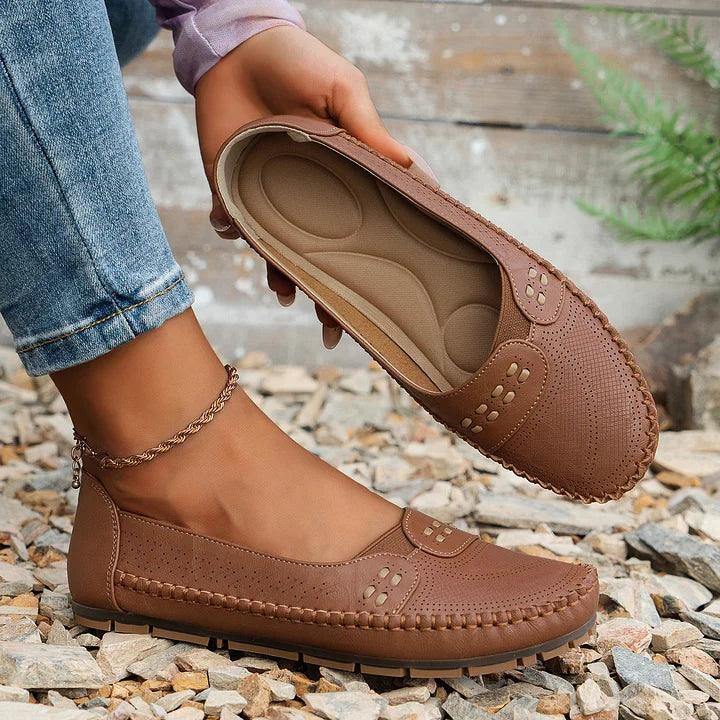 Slipper Damen Cutout | Flache Ballerinas Bequem | Sommerschuhe Ergonomisch Leicht