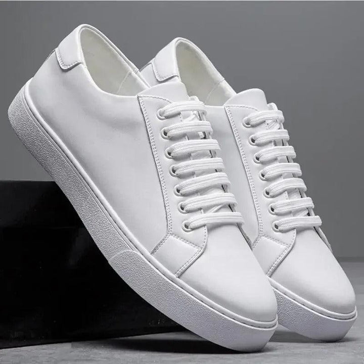 Herren Sneaker Leder Formal | Schnürung Weisse Sohle Smart | Halbschuhe Business Casual