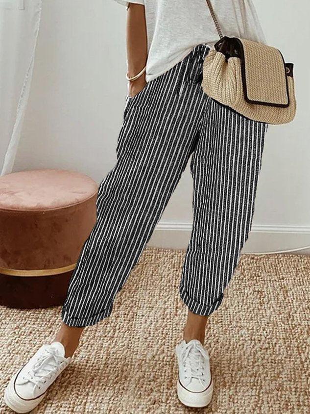 Sommerhosen Damen Kordelzug | Freizeithose Damen Leicht | Damen Hose Locker Lässig
