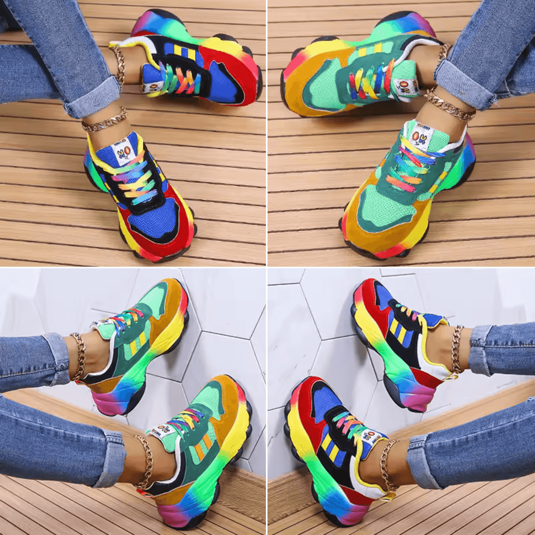 Plateau Sneaker Damen Orthopädisch | Dämpfung Turnschuhe Damen Leicht | Komfort Sneaker Damen Schnürung