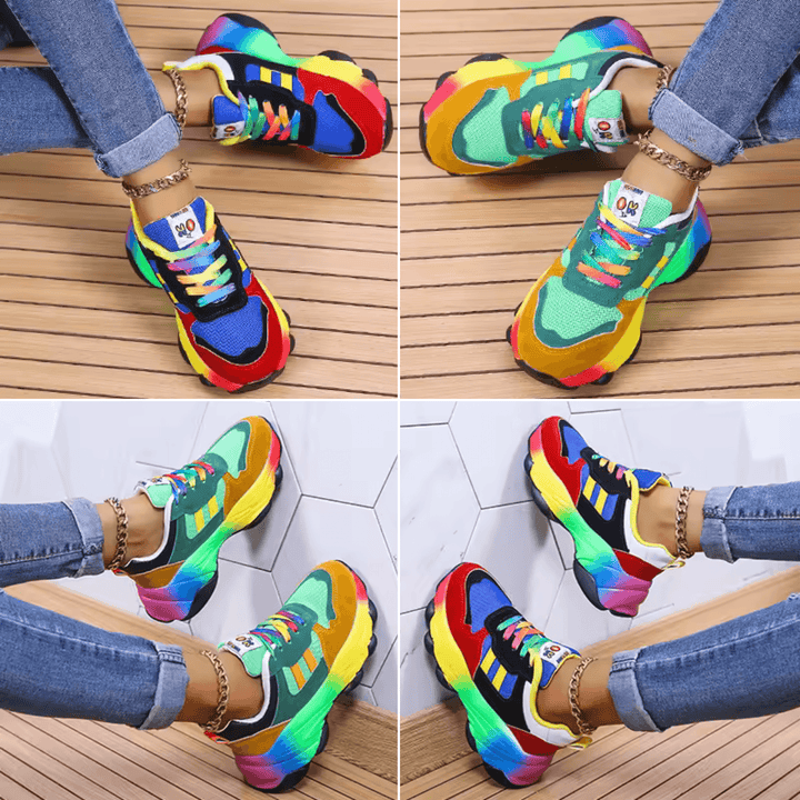 Plateau Sneaker Damen Orthopädisch | Dämpfung Turnschuhe Damen Leicht | Komfort Sneaker Damen Schnürung