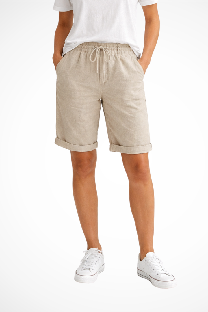 Caprihose Damen Leinen | Lockerer Schnitt Kordelzug Bund | Leinenhose 7/8 Sommer Casual