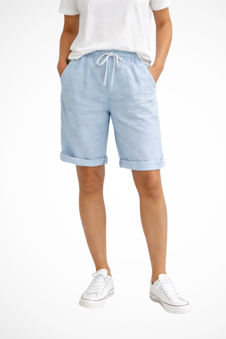 Caprihose Damen Leinen | Lockerer Schnitt Kordelzug Bund | Leinenhose 7/8 Sommer Casual