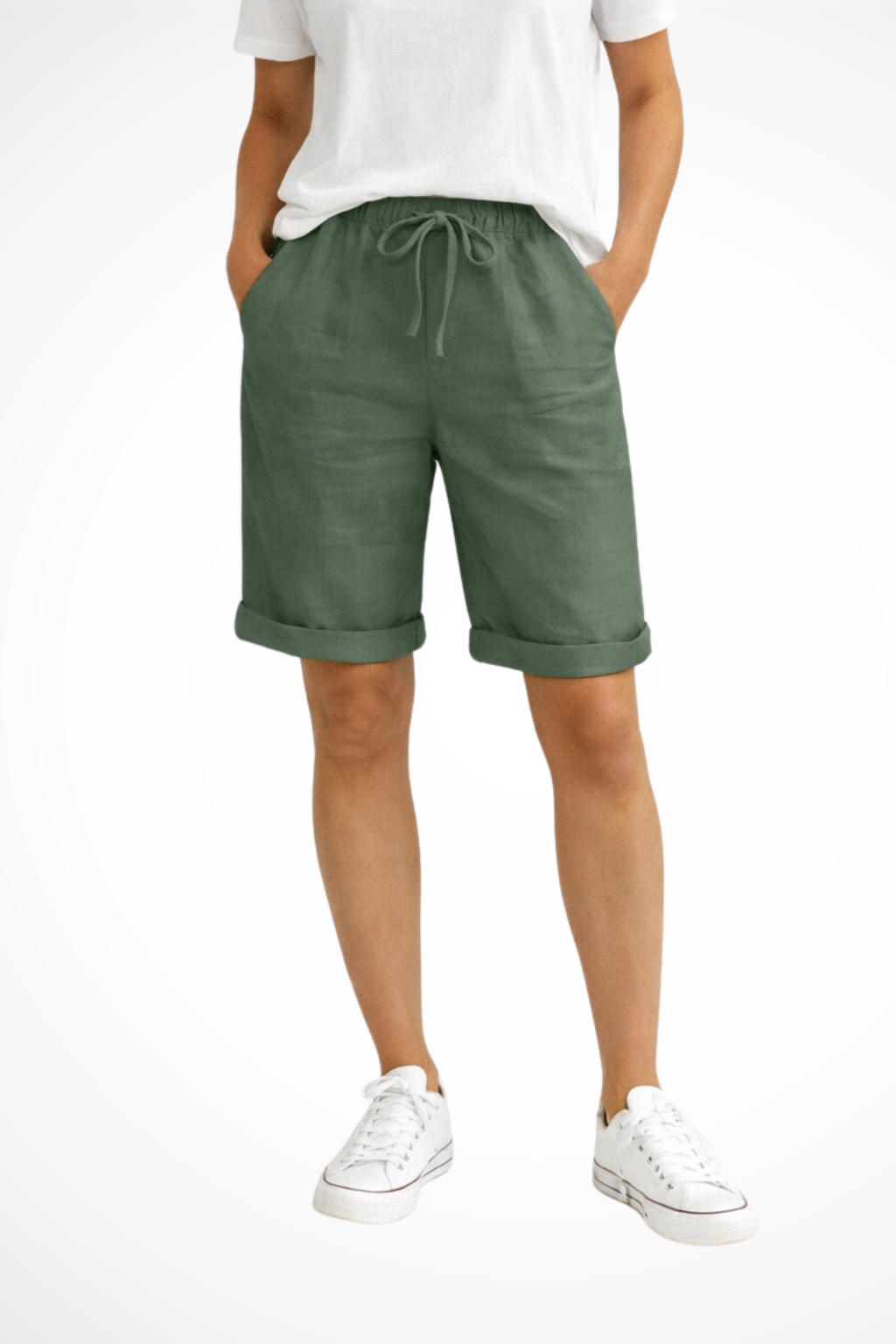 Caprihose Damen Leinen | Lockerer Schnitt Kordelzug Bund | Leinenhose 7/8 Sommer Casual