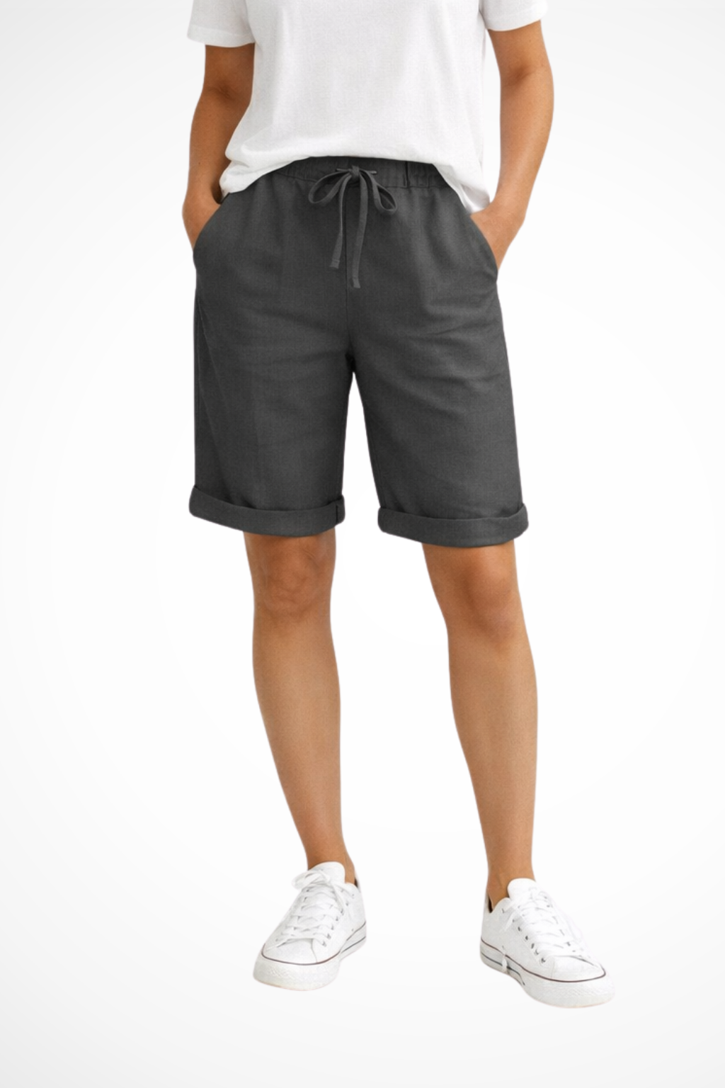 Caprihose Damen Leinen | Lockerer Schnitt Kordelzug Bund | Leinenhose 7/8 Sommer Casual