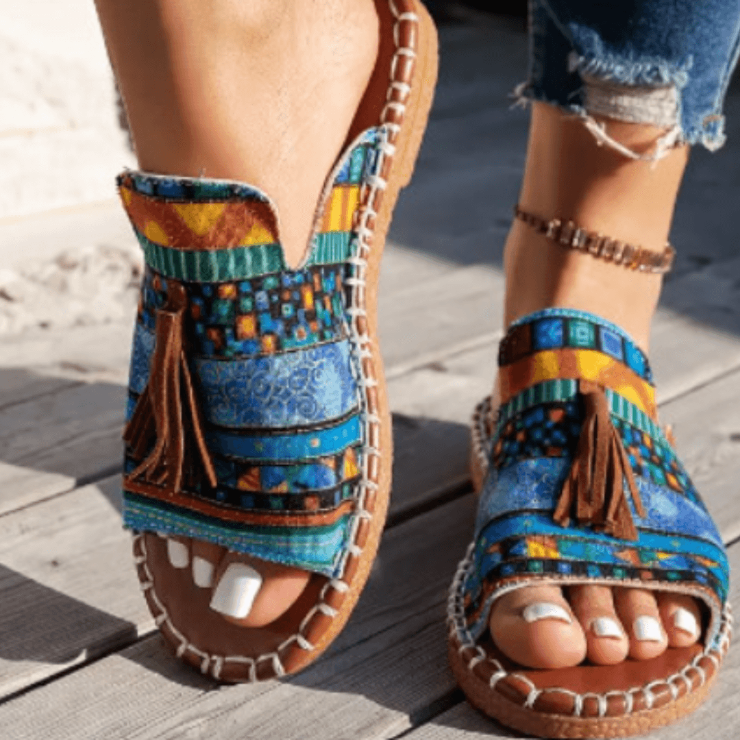 Sandalen Damen Leoparden-Print | Riemchen Sandalen Damen Flach | Strandsandalen Damen Sommer Bunt