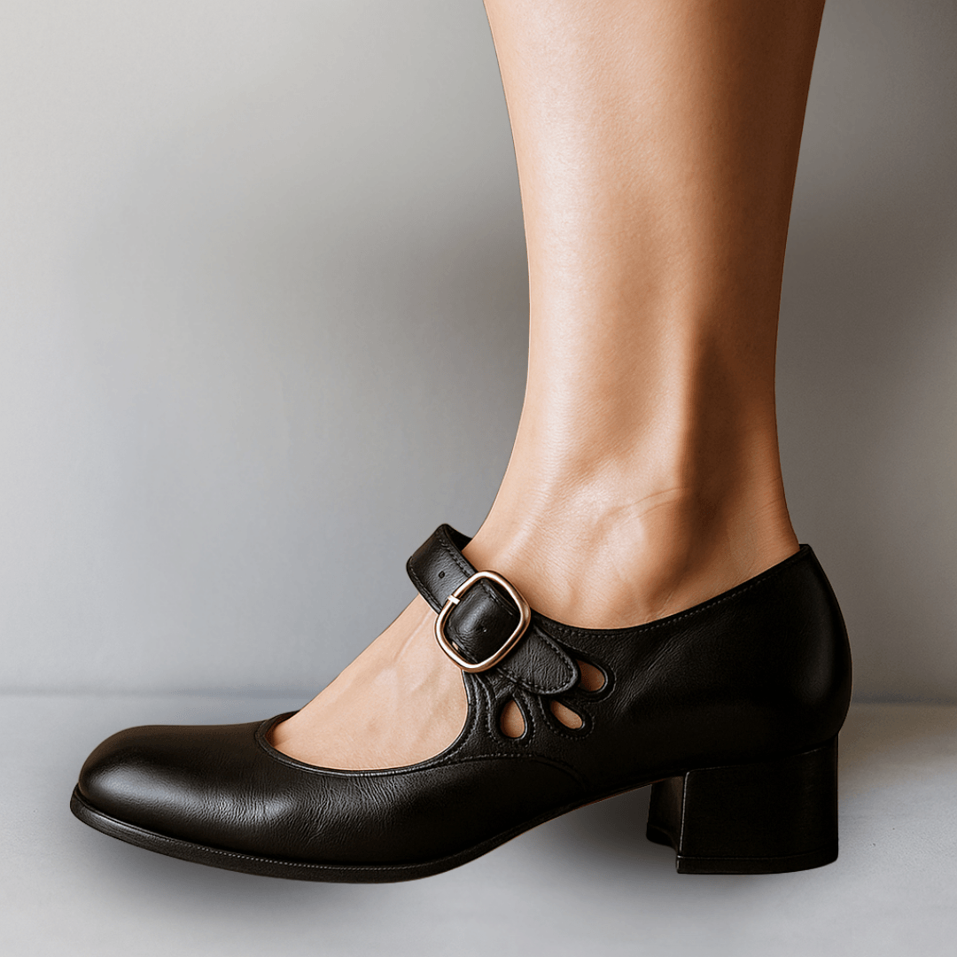 Mary Jane Schuhe Damen Schwarz | Pumps Damen Blockabsatz Schnalle | Sommerschuhe Damen Bequem Vegan
