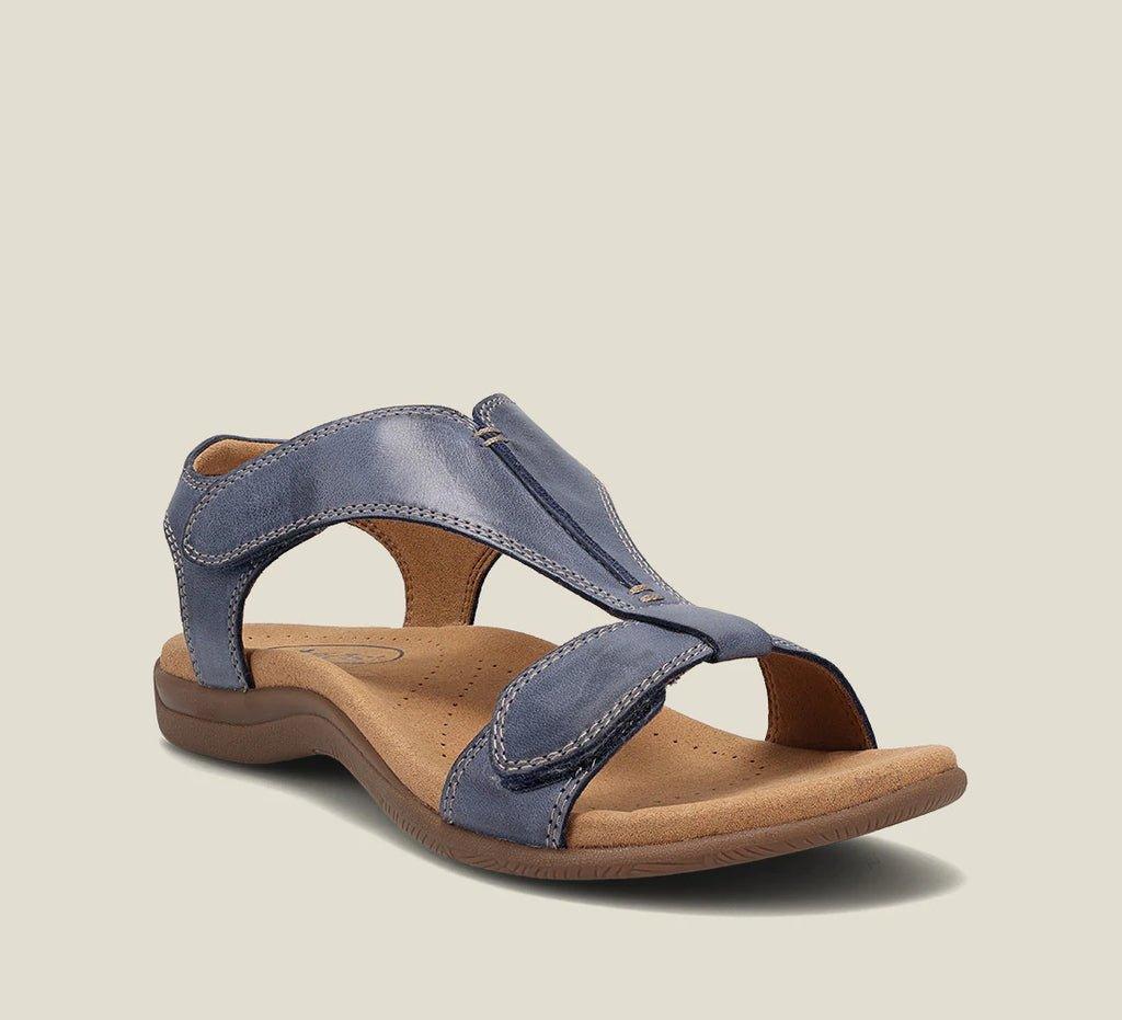 Sandalen Damen T-Steg | Veganes Leder Gepolstert Komfort | Sommersandalen Memory Foam