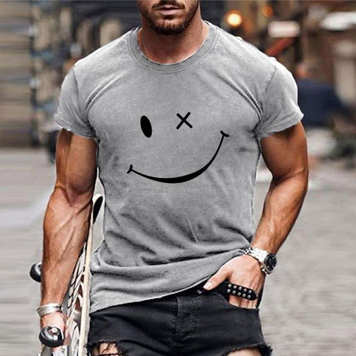 T-Shirt Herren Grafik Print Lässig | Baumwoll T-Shirt Herren Smiley | Herren Kurzarm Shirt Übergrösse