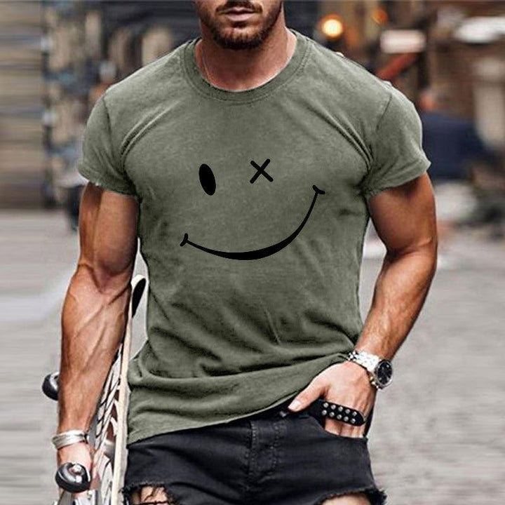T-Shirt Herren Grafik Print Lässig | Baumwoll T-Shirt Herren Smiley | Herren Kurzarm Shirt Übergrösse