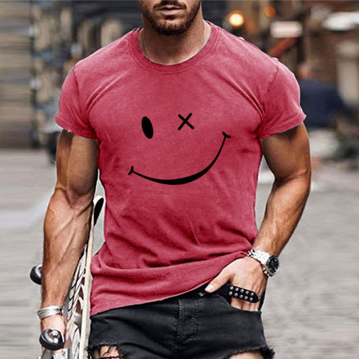 T-Shirt Herren Grafik Print Lässig | Baumwoll T-Shirt Herren Smiley | Herren Kurzarm Shirt Übergrösse