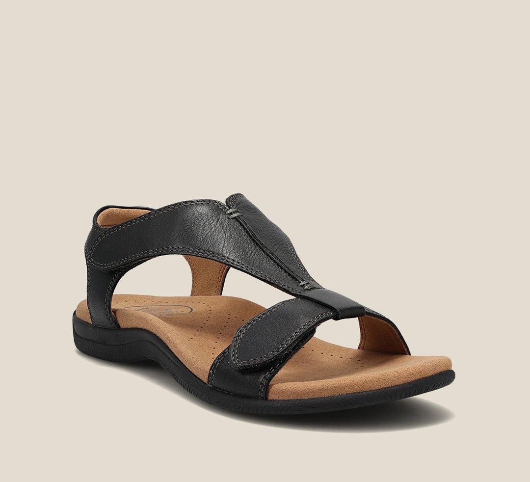 Sandalen Damen T-Steg | Veganes Leder Gepolstert Komfort | Sommersandalen Memory Foam