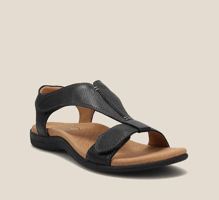 Sandalen Damen T-Steg | Veganes Leder Gepolstert Komfort | Sommersandalen Memory Foam