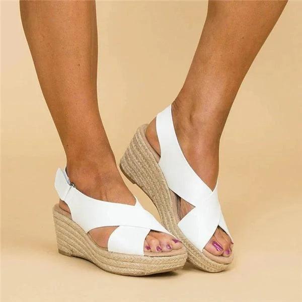 Sandalen Damen Espadrille Keil | Plateau Riemen Verstellbar | Sommersandalen Gepolstert Bequem