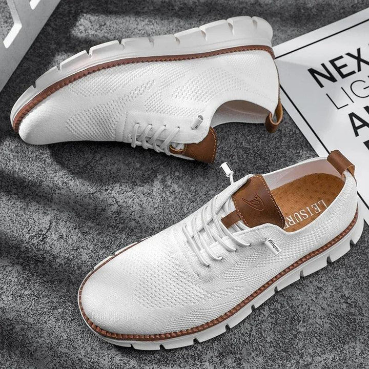 Herren Sneaker Strick Atmungsaktiv | Dicke Sohle Schnürung | Sommerschuhe Casual Leicht