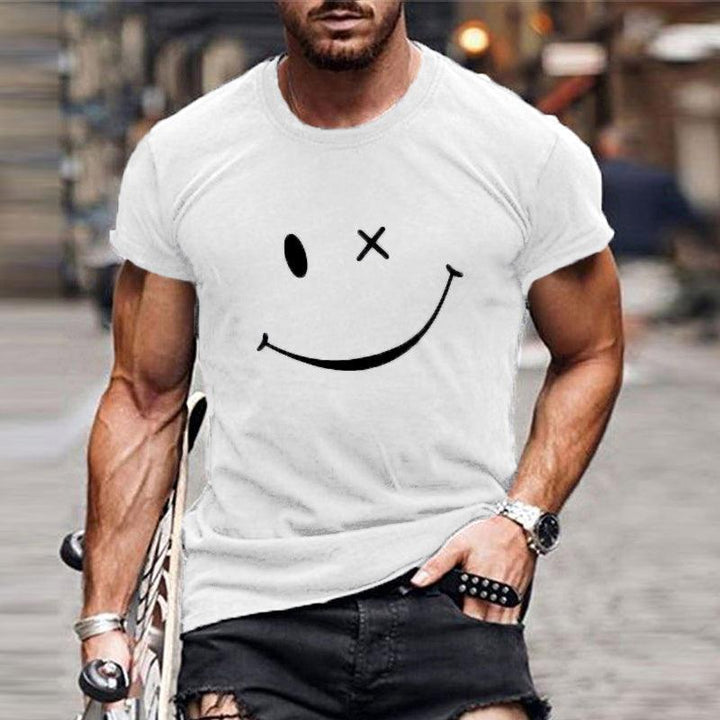 T-Shirt Herren Grafik Print Lässig | Baumwoll T-Shirt Herren Smiley | Herren Kurzarm Shirt Übergrösse