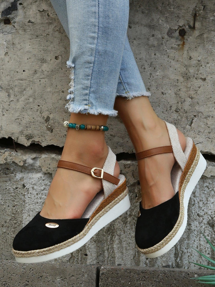 Espadrilles Damen Keilabsatz | Geschlossene Zehen Plateau | Sommerschuhe Gepolstert Elegant