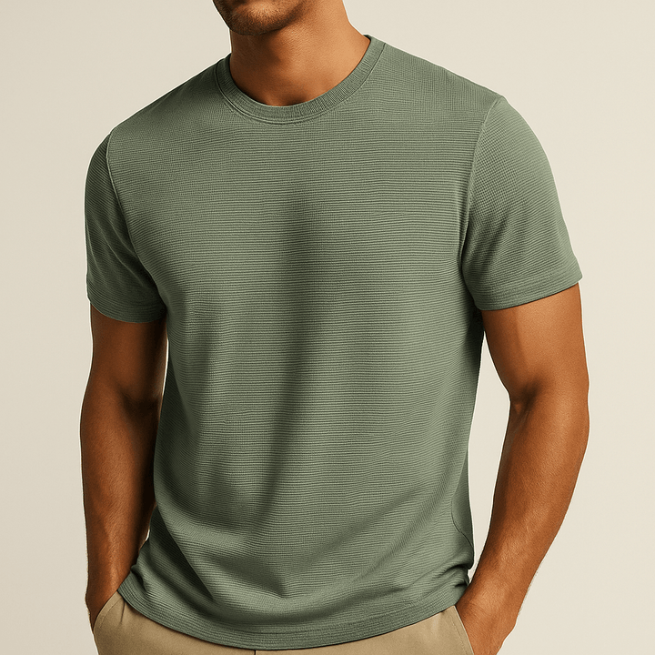 Herren T-Shirt Waffel | Rundhals Kurzarm Baumwolle | Basic Shirt Casual Sommer