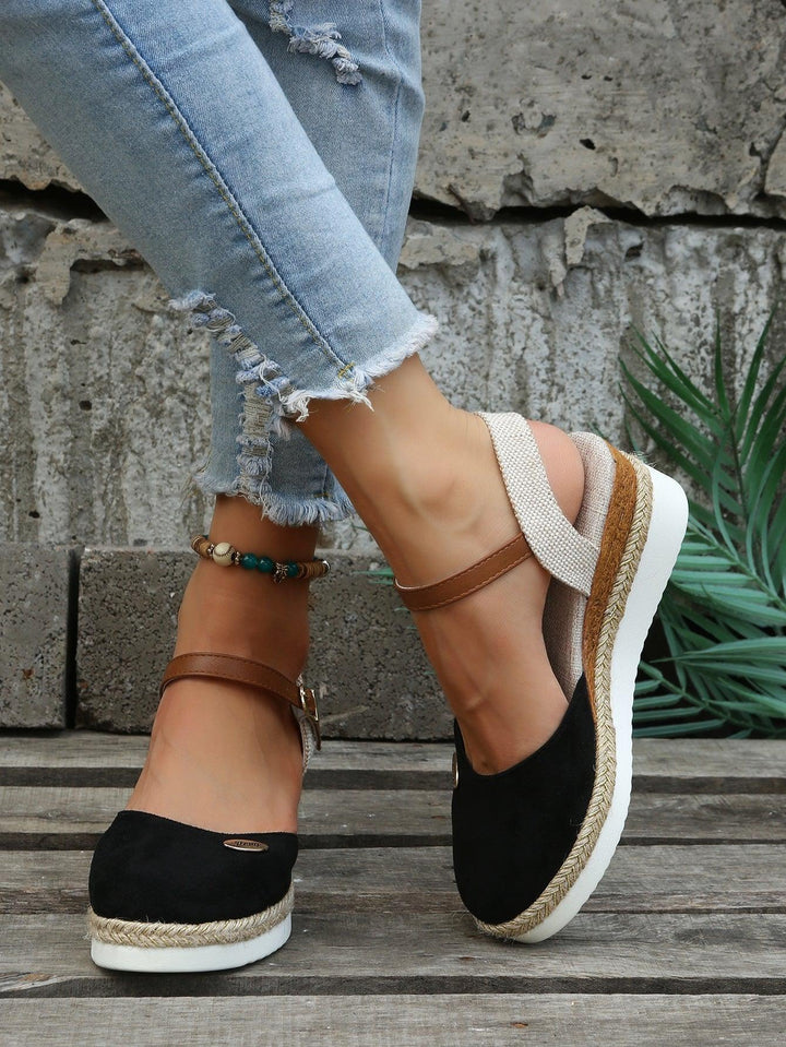 Espadrilles Damen Keilabsatz | Geschlossene Zehen Plateau | Sommerschuhe Gepolstert Elegant