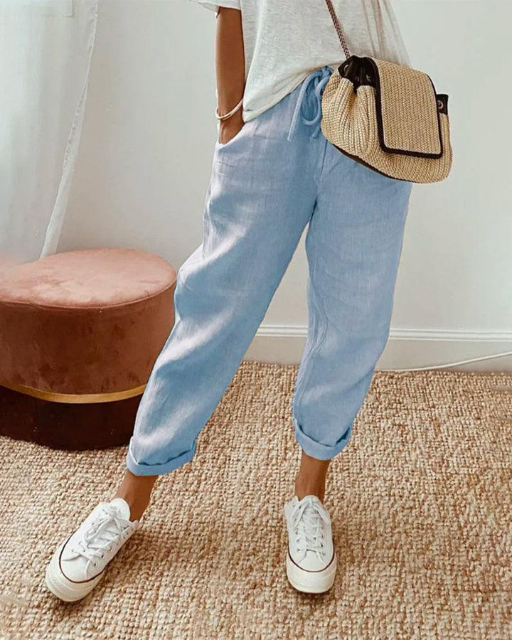 Sommerhosen Damen Kordelzug | Freizeithose Damen Leicht | Damen Hose Locker Lässig