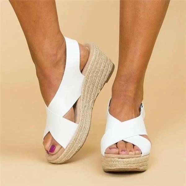 Sandalen Damen Espadrille Keil | Plateau Riemen Verstellbar | Sommersandalen Gepolstert Bequem