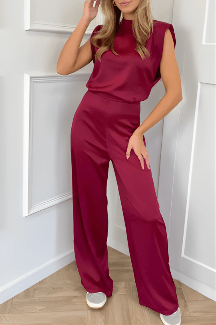 Jumpsuit Damen Elegant Weitbein | Overall Damen Hoher Ausschnitt Ärmellos | Festliches Outfit Damen Formell