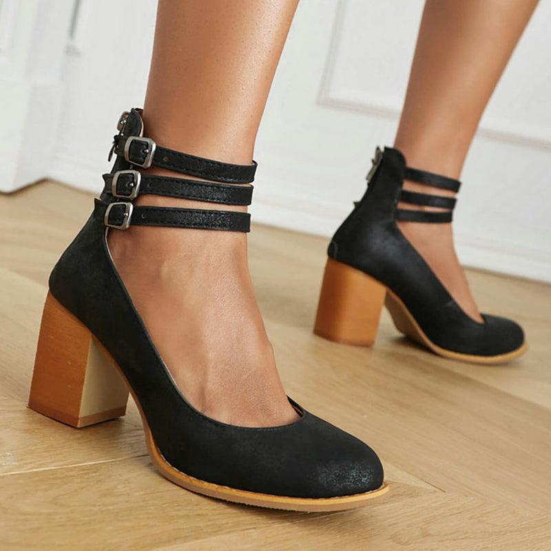 Sandalen Damen Blockabsatz | Knöchelriemen Schlicht Minimalistisch | Riemchensandalen Sommer