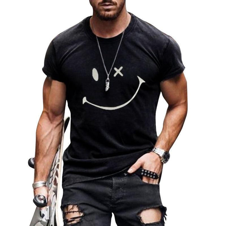 T-Shirt Herren Grafik Print Lässig | Baumwoll T-Shirt Herren Smiley | Herren Kurzarm Shirt Übergrösse