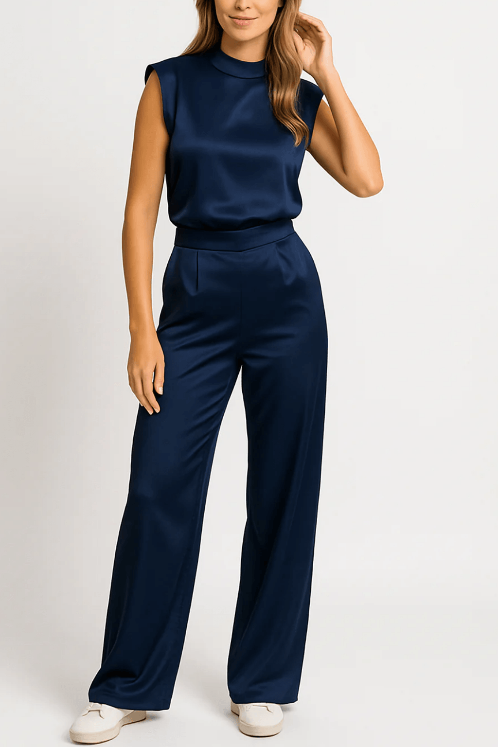 Jumpsuit Damen Elegant Weitbein | Overall Damen Hoher Ausschnitt Ärmellos | Festliches Outfit Damen Formell