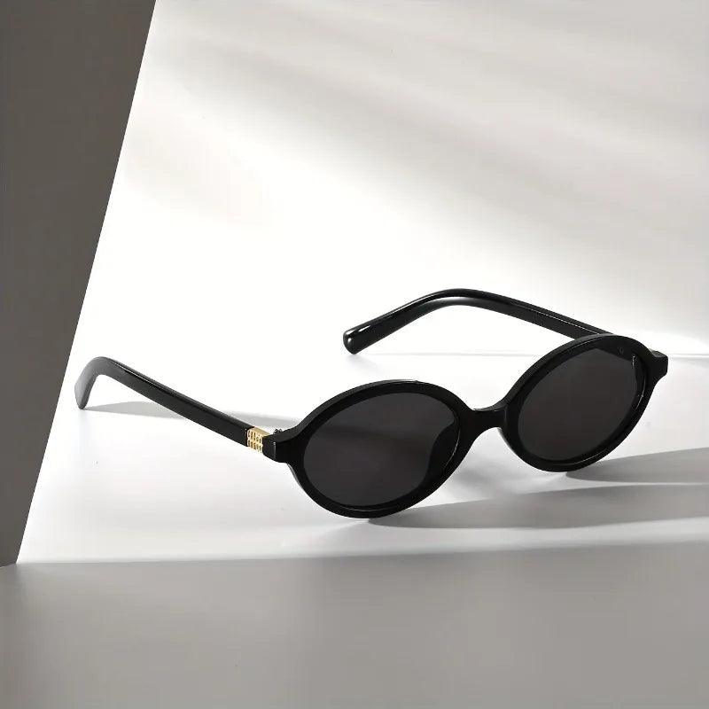 Sonnenbrille Damen Oval Retro | Acetat Gold Akzente UV400 | Vintage Modern Sommer