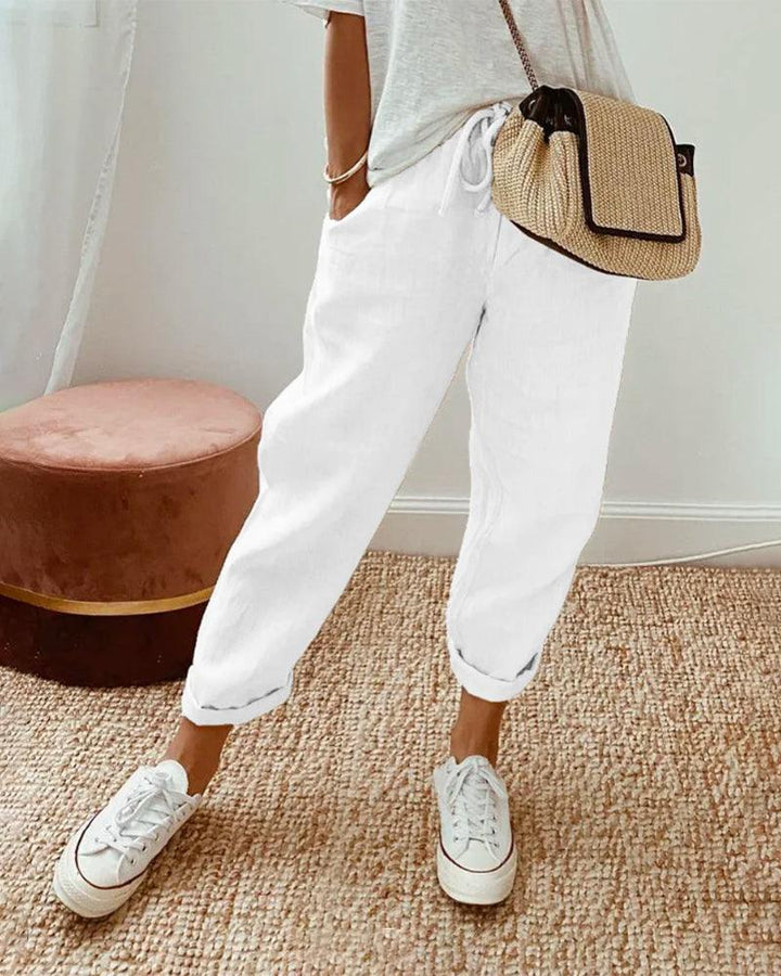 Sommerhosen Damen Kordelzug | Freizeithose Damen Leicht | Damen Hose Locker Lässig