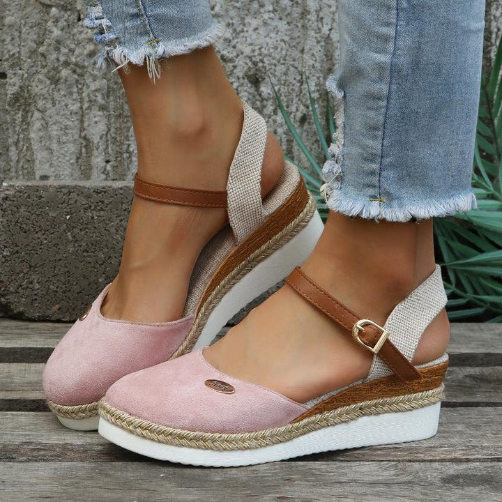 Espadrilles Damen Keilabsatz | Geschlossene Zehen Plateau | Sommerschuhe Gepolstert Elegant