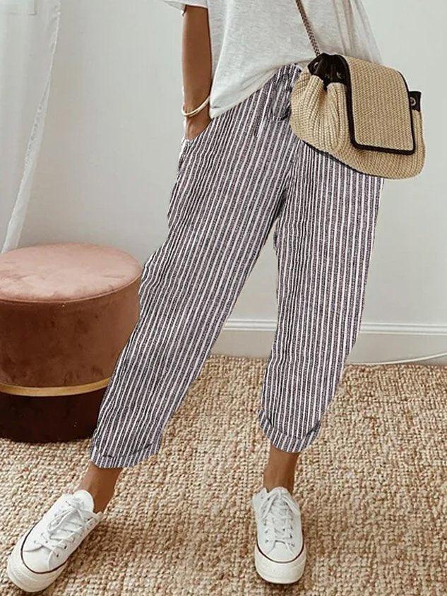 Sommerhosen Damen Kordelzug | Freizeithose Damen Leicht | Damen Hose Locker Lässig