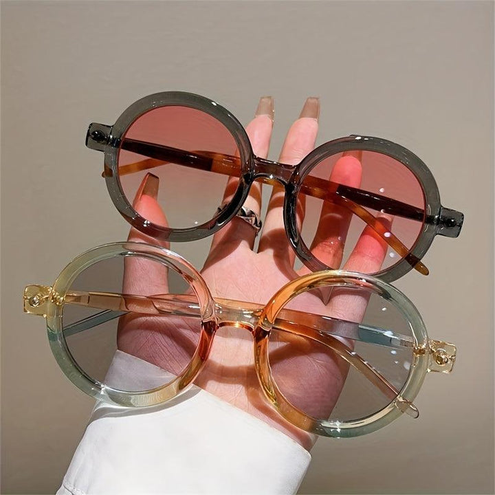 Sonnenbrille Damen Rund Vintage | Retro Acetat UV400 Schutz | Bunte Fassung Sommer