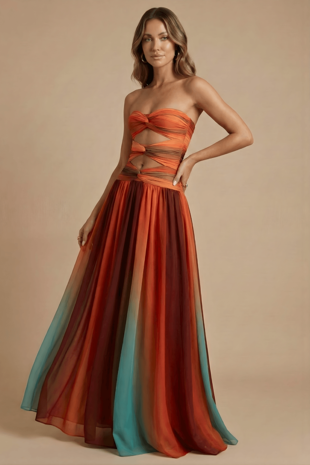 Bandeau Kleid Damen Maxi | Maxikleid Damen Cutout Schlitz | Strandkleid Damen Transparent Sommer