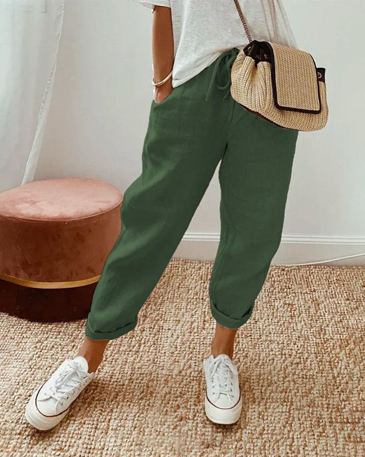 Sommerhosen Damen Kordelzug | Freizeithose Damen Leicht | Damen Hose Locker Lässig
