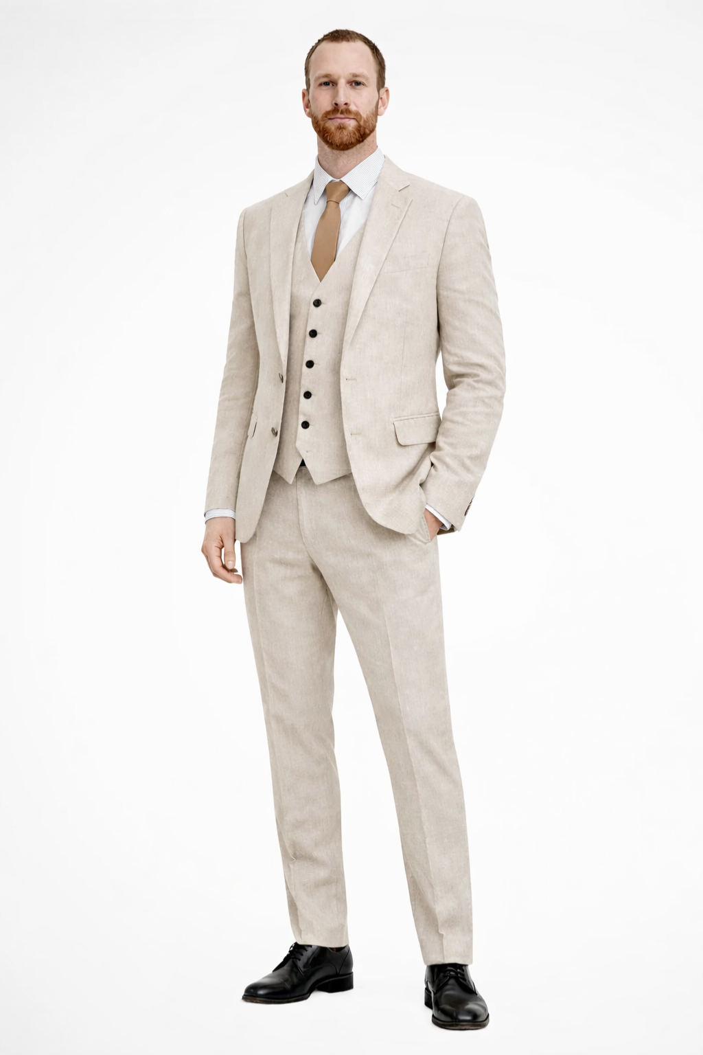 Herren Anzug Dreiteiler Leinen | Blazer Weste Hose Hochzeit | Hochzeitsanzug Hellblau Elegant