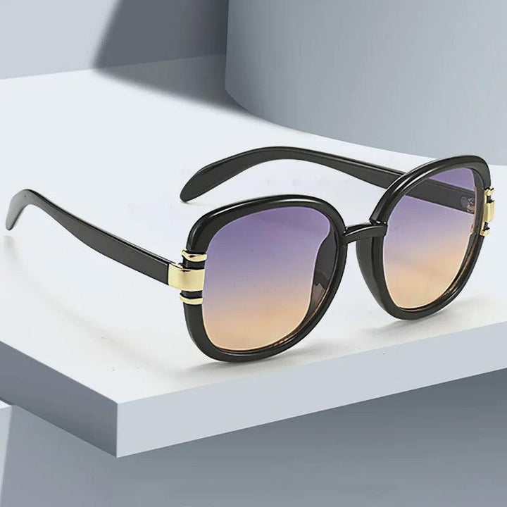 Sonnenbrille Damen Eckig Verlauf | Übergross Acetat Gold Akzente | UV400 Schutz Sommer