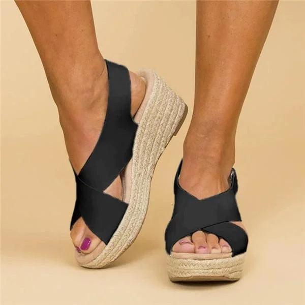 Sandalen Damen Espadrille Keil | Plateau Riemen Verstellbar | Sommersandalen Gepolstert Bequem