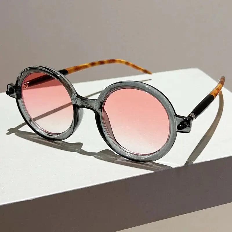 Sonnenbrille Damen Rund Vintage | Retro Acetat UV400 Schutz | Bunte Fassung Sommer