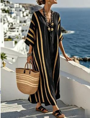 Strandkleid Damen Maxi Kaftan | Maxikleid Sommer V-Ausschnitt Boho | Sommerkleider Damen Übergross