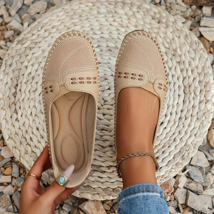 Slipper Damen Cutout | Flache Ballerinas Bequem | Sommerschuhe Ergonomisch Leicht