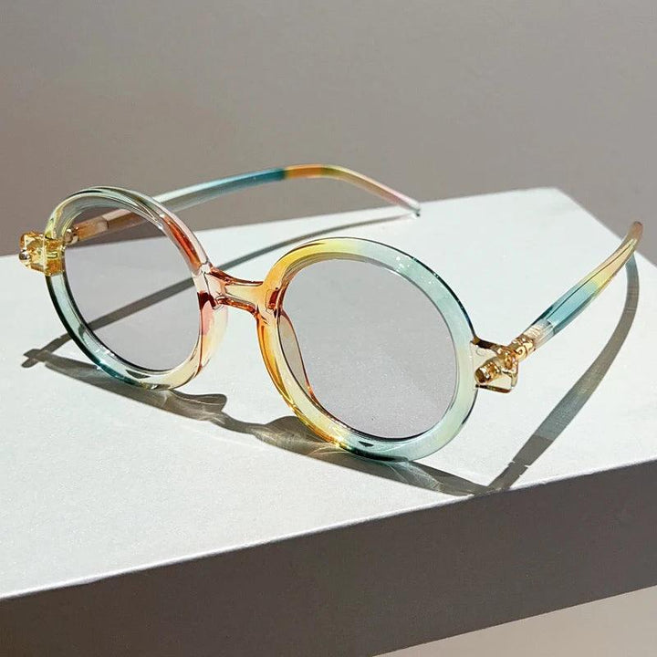 Sonnenbrille Damen Rund Vintage | Retro Acetat UV400 Schutz | Bunte Fassung Sommer