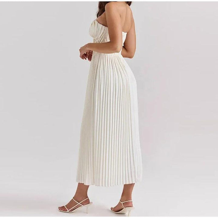 Korsettkleid Damen Midi | Cocktailkleid Damen Trägerlos Herzausschnitt | Hochzeitsgast Kleid Damen Plissiert
