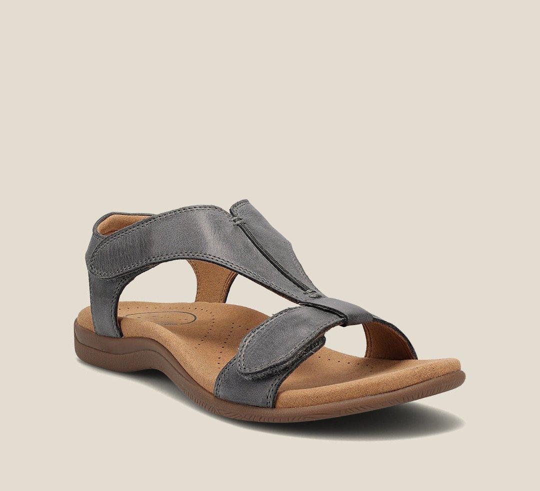 Sandalen Damen T-Steg | Veganes Leder Gepolstert Komfort | Sommersandalen Memory Foam