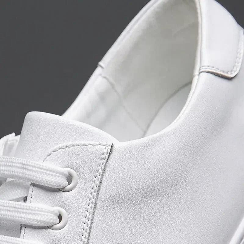 Herren Sneaker Leder Formal | Schnürung Weisse Sohle Smart | Halbschuhe Business Casual