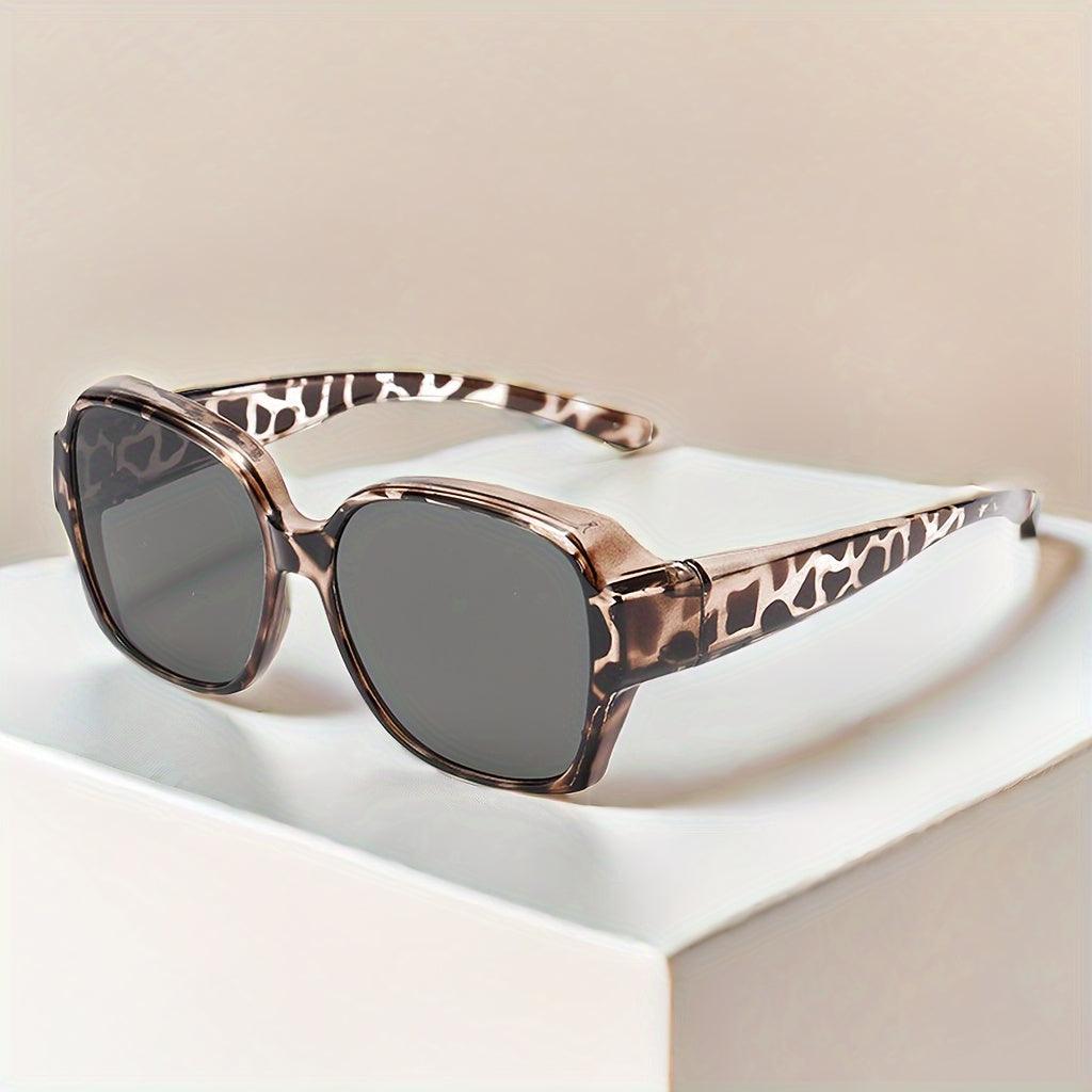 Sonnenbrille Damen Eckig Leoparden | Polarisiert UV400 Übergross | Brille Animal Print Sommer