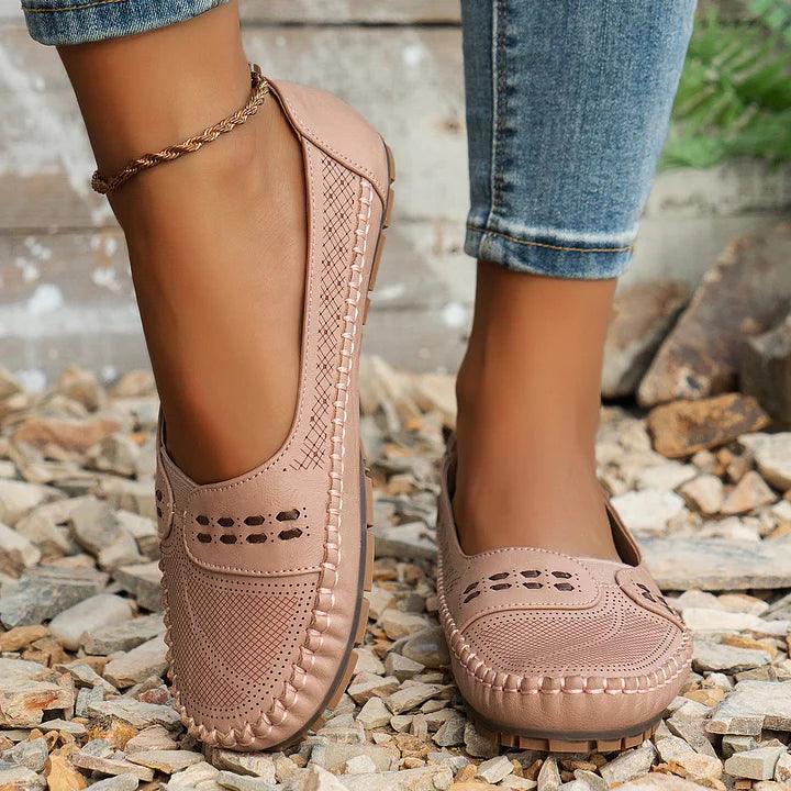 Slipper Damen Cutout | Flache Ballerinas Bequem | Sommerschuhe Ergonomisch Leicht