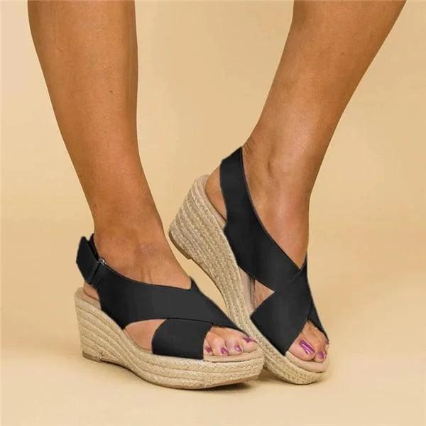 Sandalen Damen Espadrille Keil | Plateau Riemen Verstellbar | Sommersandalen Gepolstert Bequem